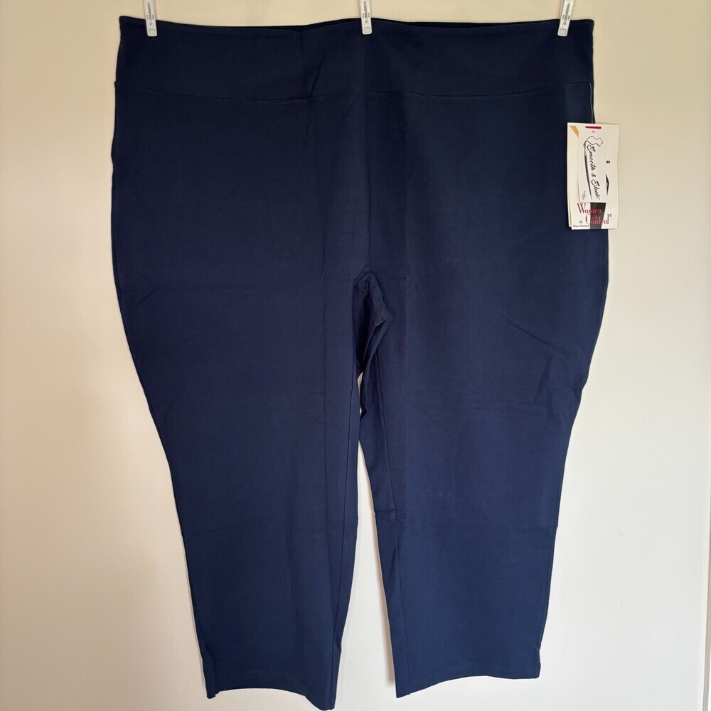 WOMEN WITH CONTROL NEW Pull On Slimming Leggings Womens 5X Petite Navy Stretch